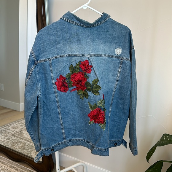 Rose Patchwork Denim Jacket - Picture 2 of 3
